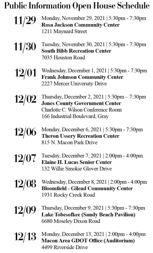 Connect 2050 Open House Schedule graphic