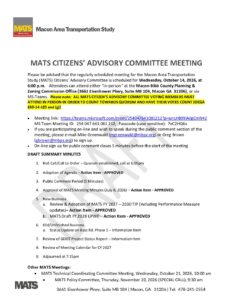 Summary Minutes for 10/14/2026 MATS Citizen’s Advisory Committee Meeting